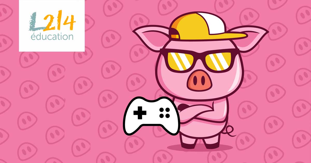 Photo cochon joue jeux video