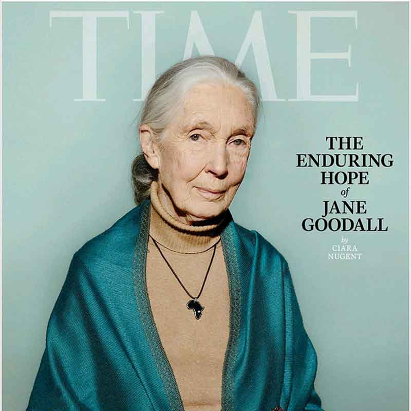 Jane Goodall dans le magazine Time, en 2021