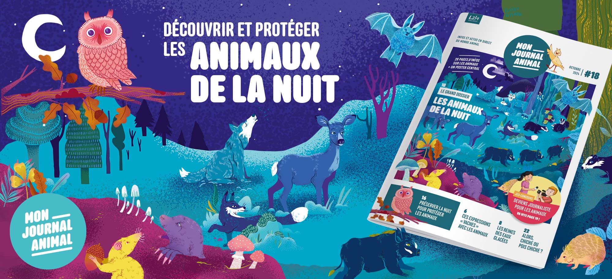 Mon journal animal / Les animaux de la nuit / Banniere