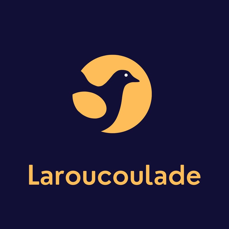 Logo de l'association La Roucoulade : une silhouette de pigeon sur fond bleu marine.