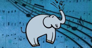 Dessin d'un éléphant et d'une partition de musique