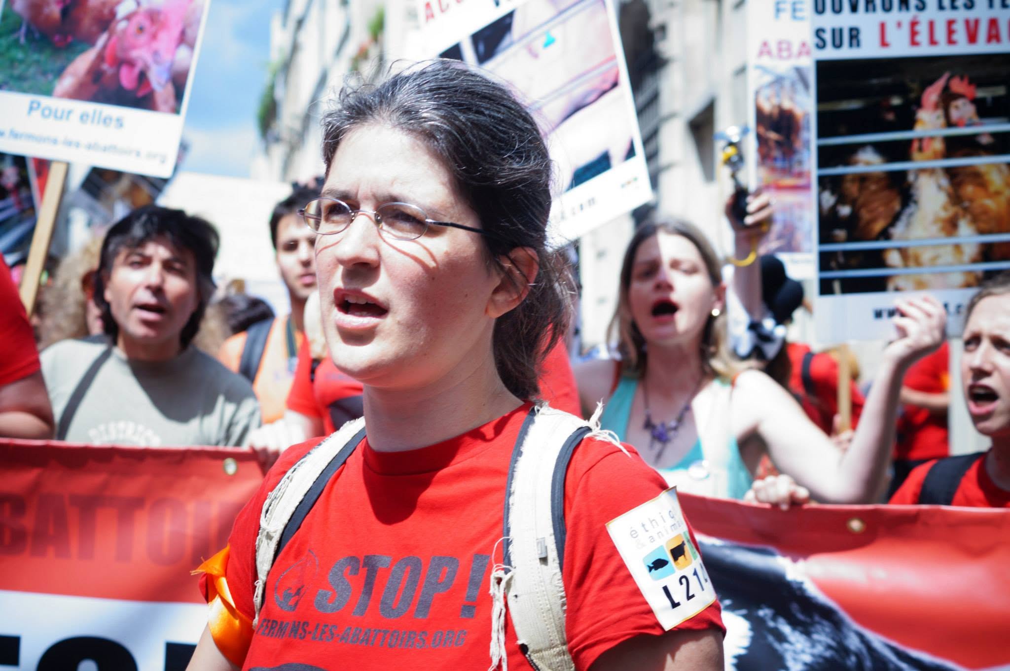 Brigitte à la Marche pour la fermeture des abattoirs (2014). Photo D. Hofbauer